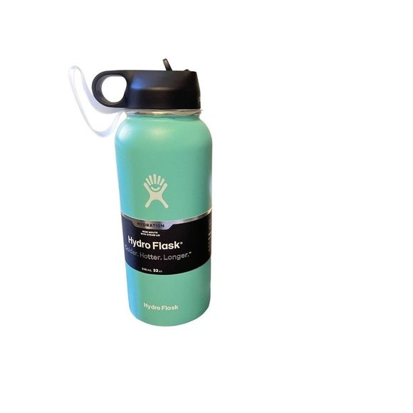 Hydro Flask 32Oz Water Bottle With 2  Straw Lid, Wide Mouth  Green 2 insulation - Picture 1 of 16